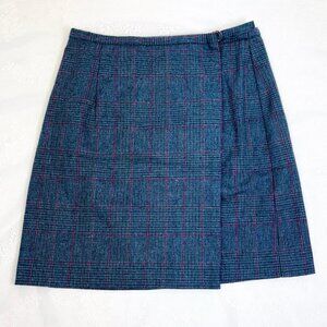 Women's Vintage Plaid Skirt Herman Geist Wrap Wool School Girl Style Short Skirt